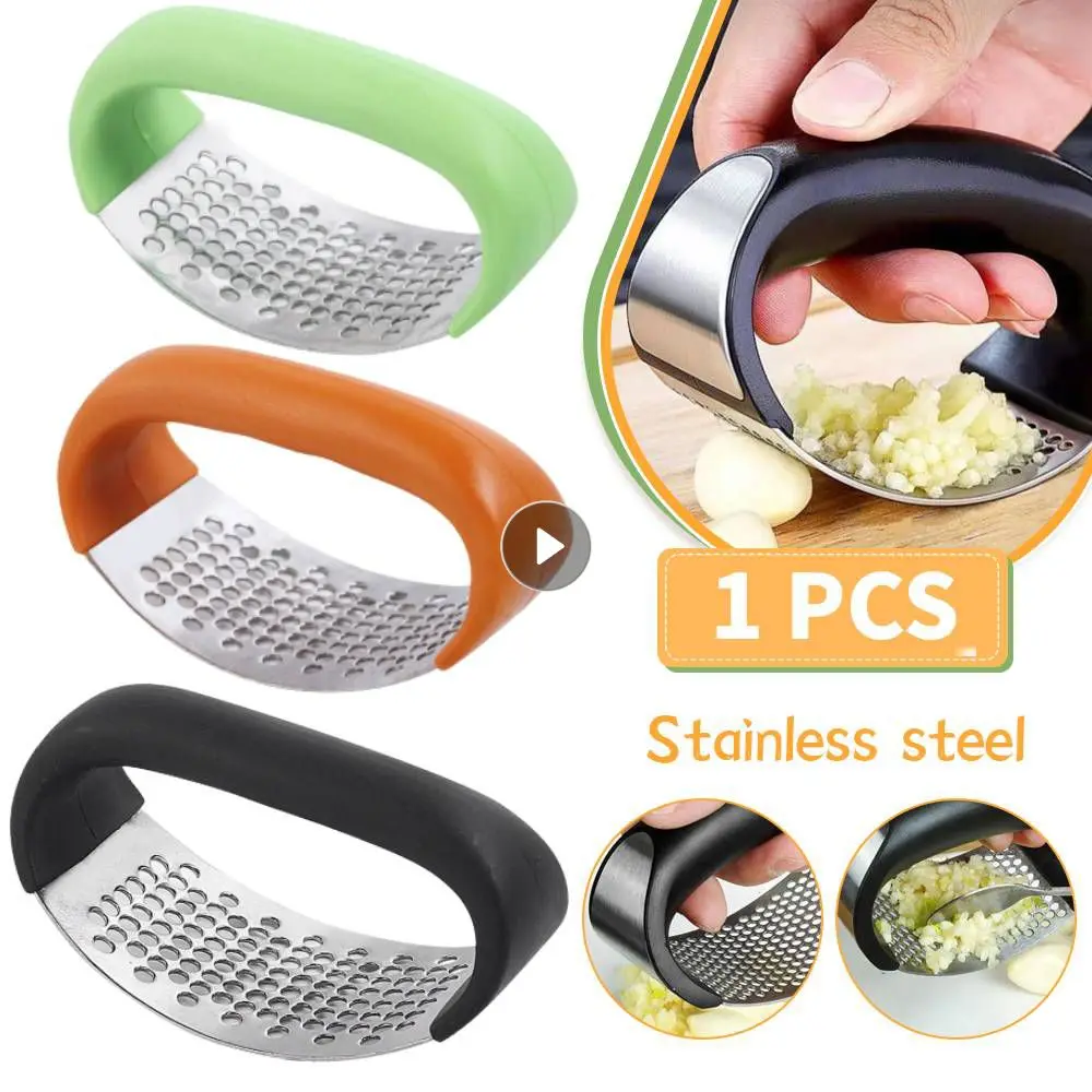 MultifunctionManualGarlicPressCurvedGarlicGrindingSlicerChopperStainlessSteelGarlic