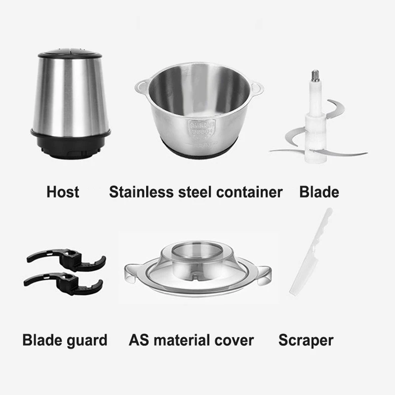 2L 3L 5L Household Stainless Steel Meat Grinder 500W High Power Blender Multifunctional Food Processor Food Chopper Electric 5