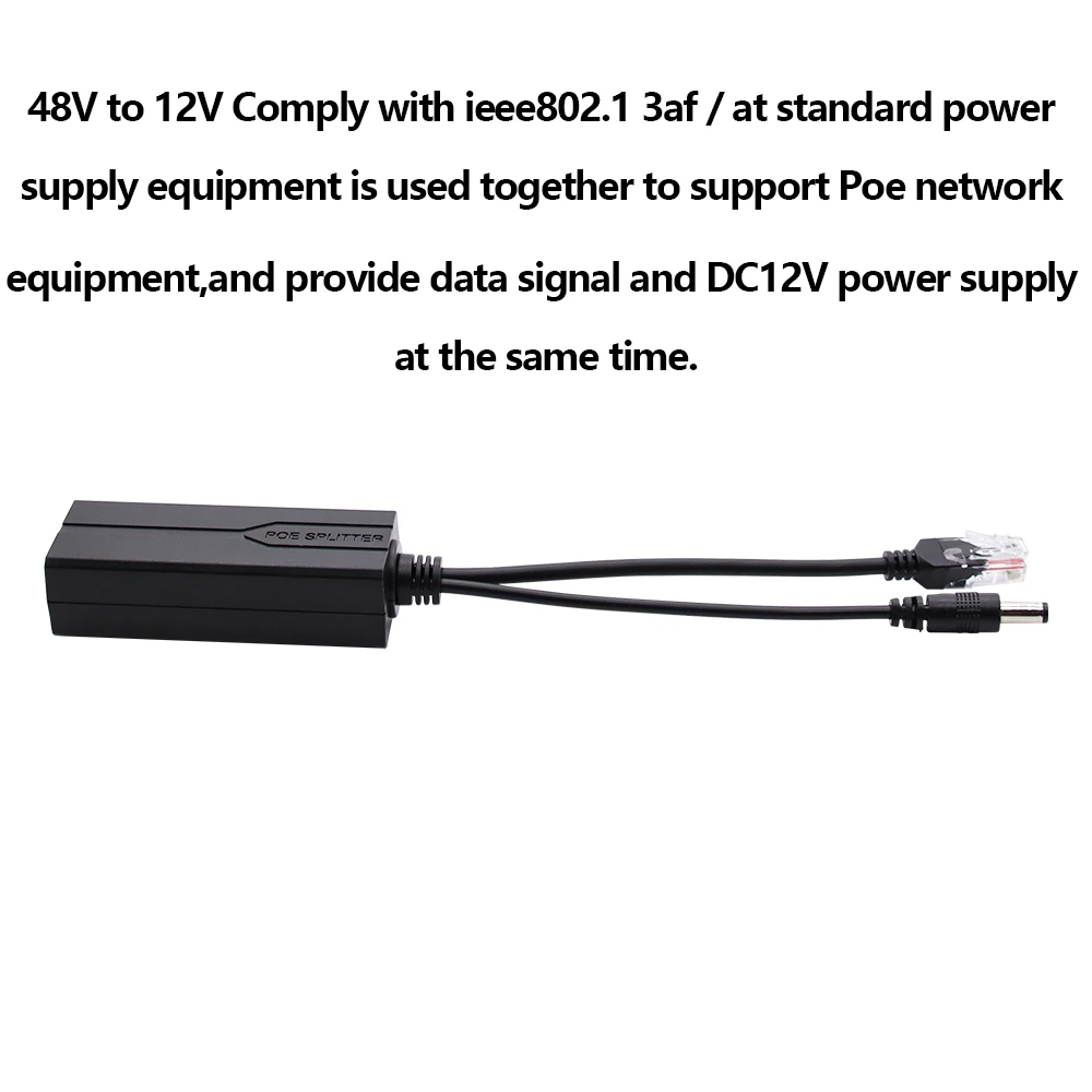 POE 분배기 24V/48V 12V/5V IEEE 802.3af 이더넷 분배기 어댑터 보안 시스템을 통한 출력 전원(플러그 앤 플레이)