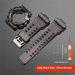Durable TPU Resin Sport Watch Strap Case with Bezel Band Bracelet (Black)