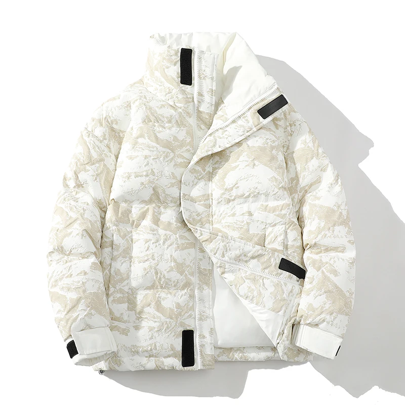 New 2023 Winter Men's White Duck Down Jackets Streetwear Trend Brand Stand Collar Warm Couple's Puffer Coat Loose Thicken Parkas