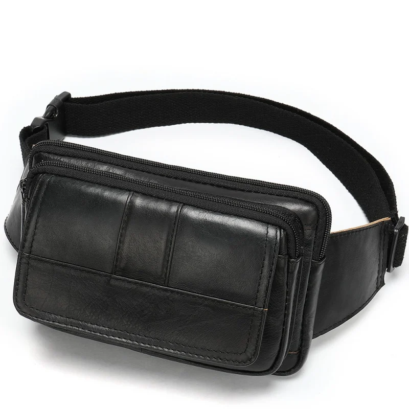 Vintage Genuine Leather Men Waist Pack Cowhide Chest Bag Fanny Pack Business Male Shoulder Crossbody Bag Casual Waist Bag