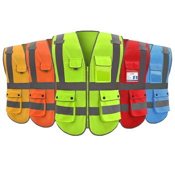 Gilet di sicurezza per cantiere Protezione di sicurezza Logo personalizzato Testo Gilet da lavoro ad alta visibilità Abbigliamento da lavoro ad alta visibilità