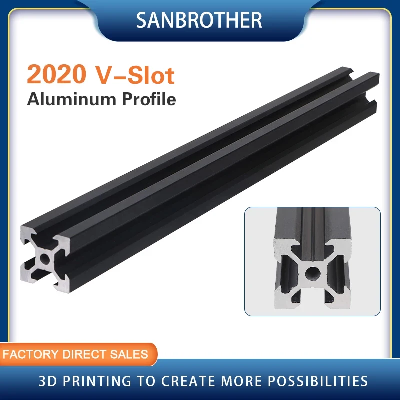 100mm-800mm 2020 V-Slot European Standard Anodized Aluminum Profile Extrusion Linear Rail for CNC Laser Engraving Machine
