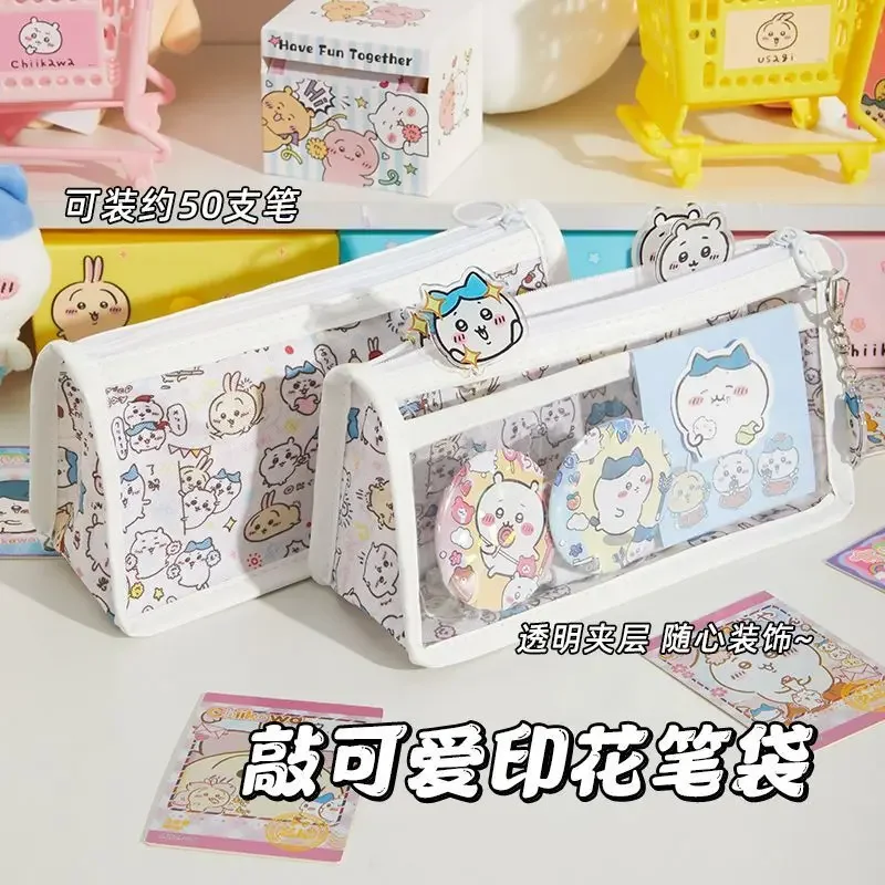 

Miniso Kawaii аниме милая сумка для ручек Giikawa Ins милый мультяшный плюшевый прозрачный карандаш для студентов чехол Pvc большая емкость сумка игрушки