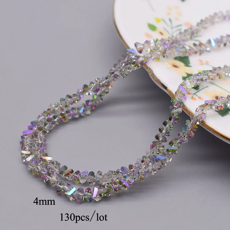 4mm 130 stücke hochwertige Dreieck Kristallglas perlen glänzende Farbe lose Perlen für Schmuck machen DIY Ohrring Halskette – Detail 6