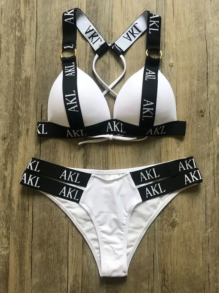Swimwear Women's Swimming Suit Push Up Bikini 2023 Mujer Lace Up Bikinis Women Swimsuit Letter Printing Mini Thong Bikini Set - AliExpress 200000345
