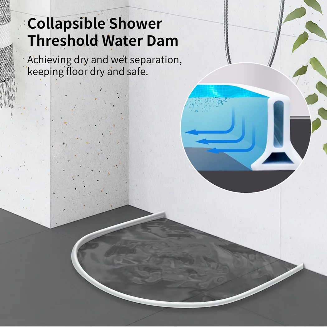 Collapsible Shower Threshold Bathroom Water Dam Bath Shower Barrier Retention System Water Stopper For Dry And Wet Separation