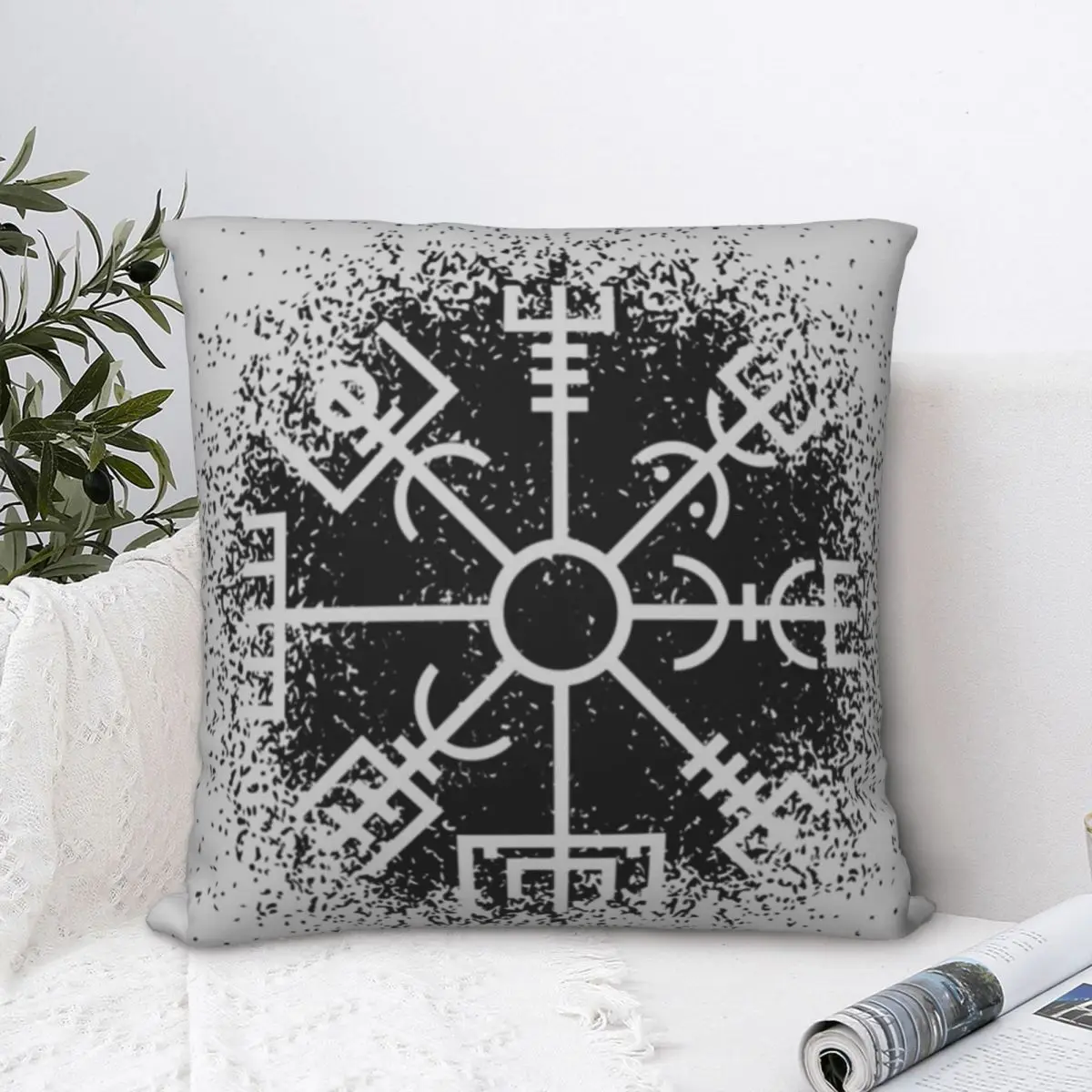 

Vegvisir Viking Compass Norse Symbol Square Pillowcase Polyester Pillow Cover Velvet Cushion Decor Comfort Throw Pillow For Home