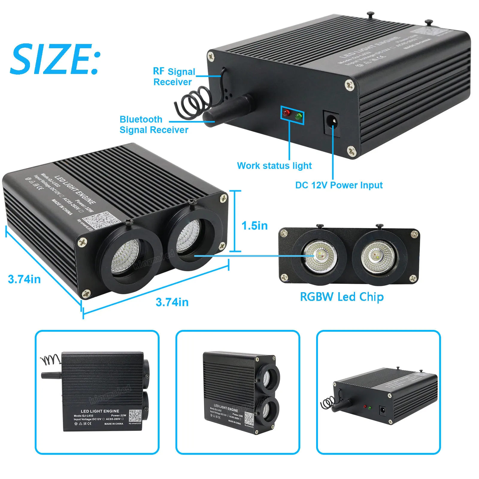 Dual color 32W RGBW LED Fiber Optic Light Double Head Fiber Optic Star Ceiling Light Kit Bluetooth App Car Roof Starry Sky