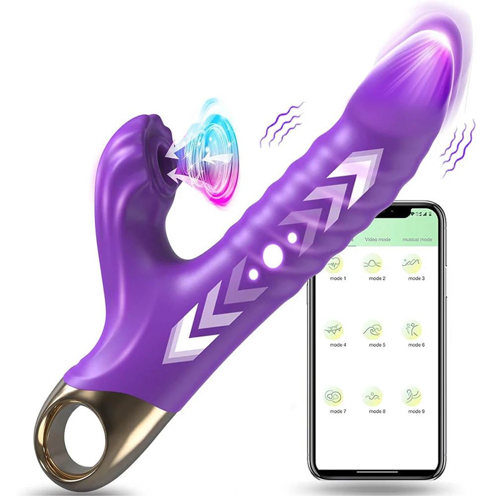 Clitoral Sucker Female APP Vibrator Thrusting Sex Toy Vagina Massage Hand Wand Telescopic Vibrating Nipple Sucking Adult SexyToy