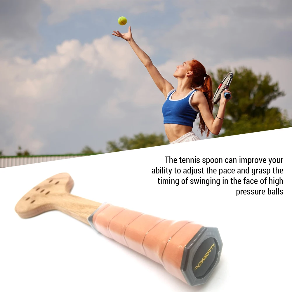 Wooden Tennis Spoon Sticking Practice Tennis Racket Sweet Spot Trainer Training Aid tennis racket