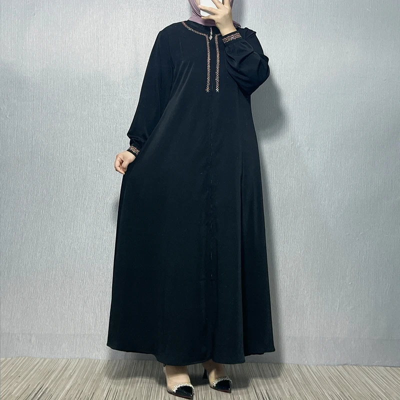 

x03Arrival Fashion Muslim Kimono Abaya Nida Small Sleeve Pockets Dubai Islamic Dresses Turkey Khimar Robe Moroccan Woman Caftan
