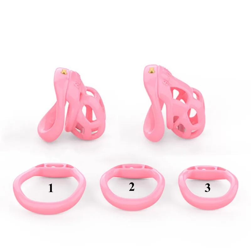 Small Lock Cylinder Chastity Cage Male Sissy Bondage Penis Lock with 4 Size Rings Cock Cage Adult Gay Sex Toys