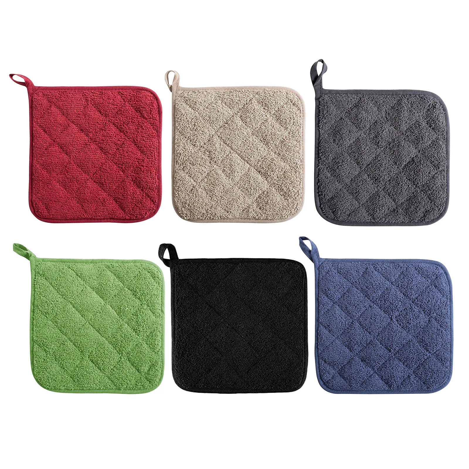 2Pcs Cotton Heat Insulation Mat Table Toweling Kitchen Placemats Pot Holder  Microwave Glove Pan Oven Cloth