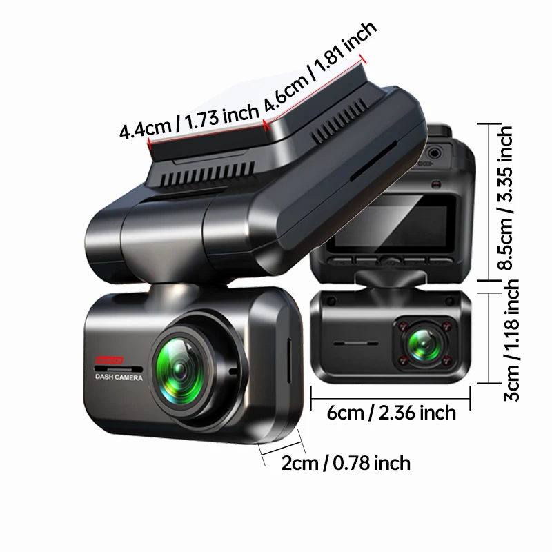 TiESFONG A7 자동차 GPS 듀얼 대시 캠 4K 전면 + 1K 캐빈 캠, 장착 가능 후방 카메라 다음과 결합 3CH 비디오 레코더 나이트 비전 지원 24 시간 주차 모니터링