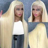 Perruque Lace Front HD 13x6 Blonde 613 Lisse en Cheveux Humains Brésiliens, Perruques Frontales Transparentes 13x4 pour Femmes Noires Pré-Pluckées 2