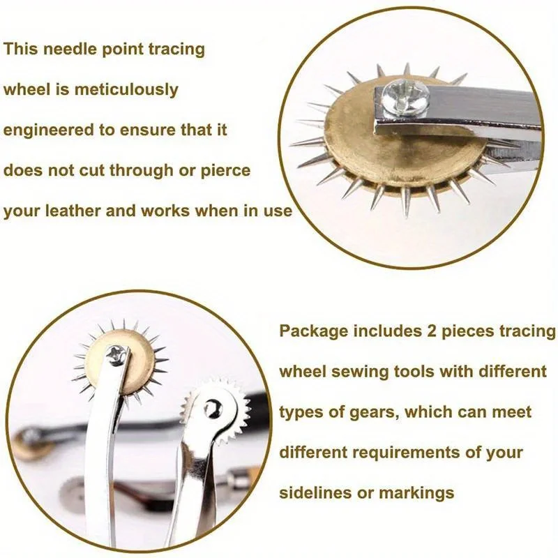 1pc Stainless Steel Paper Leather Gear Teeth Scribing Wheel For Overstitch Marking Spacing In Leather Craft And Sewing