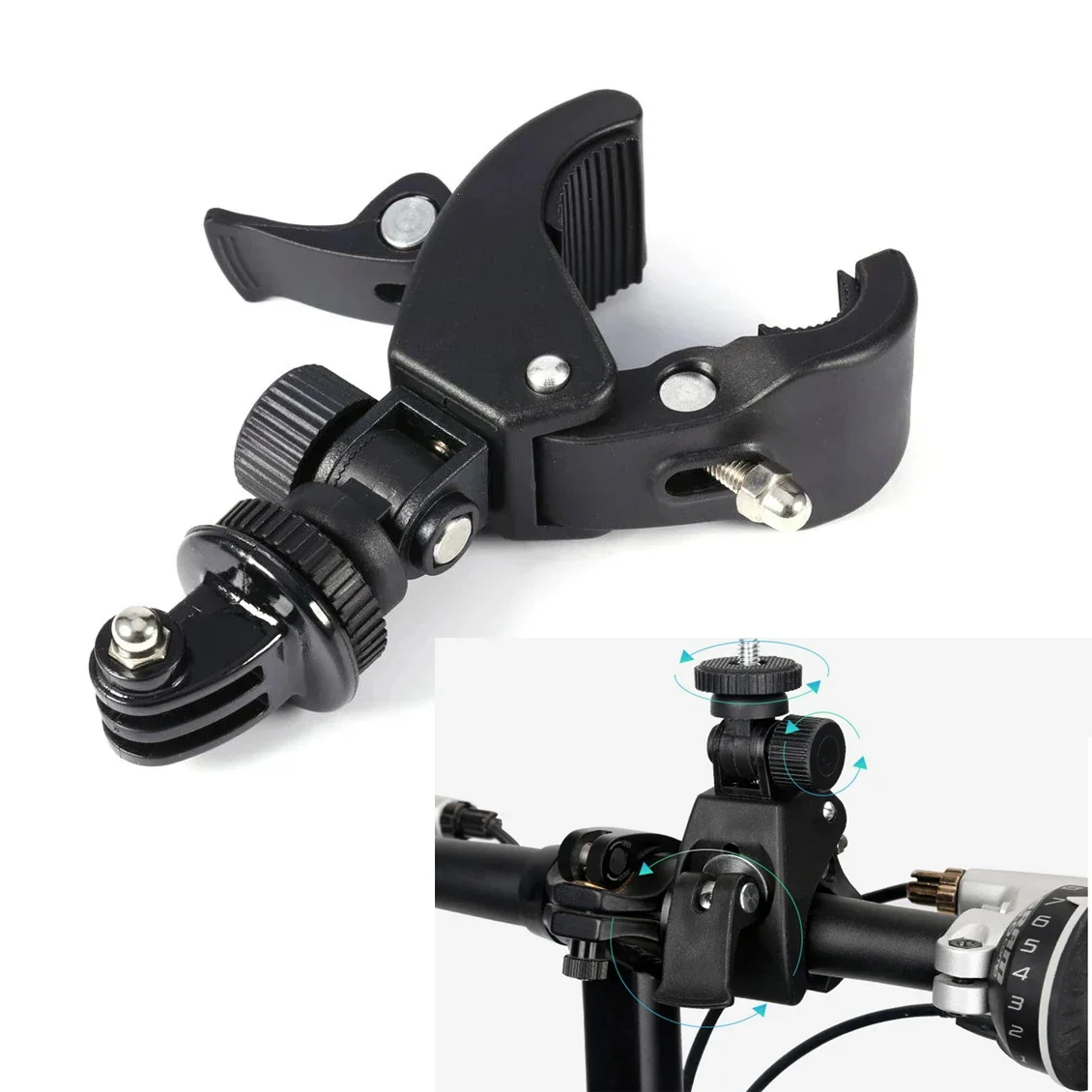 

Bicycle Motorcycle Handlebar Handle Clamp Bar Camera Mount Tripod Adapter For Gopro Hero 11 10 Black Insta360 x3 One x2