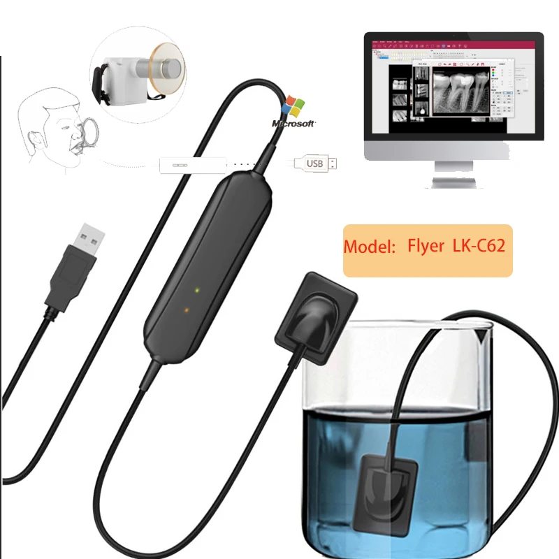 

IPX7 Waterproof Digital Dental Intraoral X-ray Rvg Sensor FIyer LKC62 With TWAIN Driver CMOS APS Dentistry X Ray Imaging System