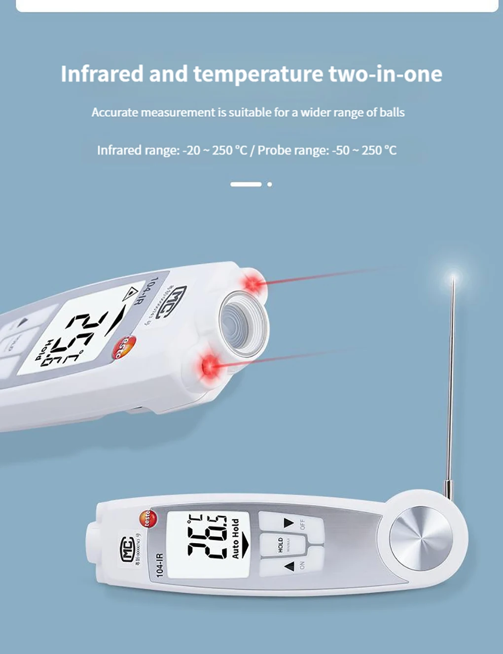Testo 104-IR Folding Food Thermometer Multi-purpose Infrared and Penetration Pro
