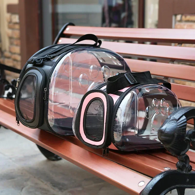 

Transport Foldable Pet Basket Backpack Portable Carrier Cat Travel Transparent Breathable Handbag Supplies Bag Cage