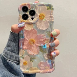 Blue Light Flower Irregular Wave Edge Dopamine Anti - Drop Phone Case - iPhone 18 (Green)