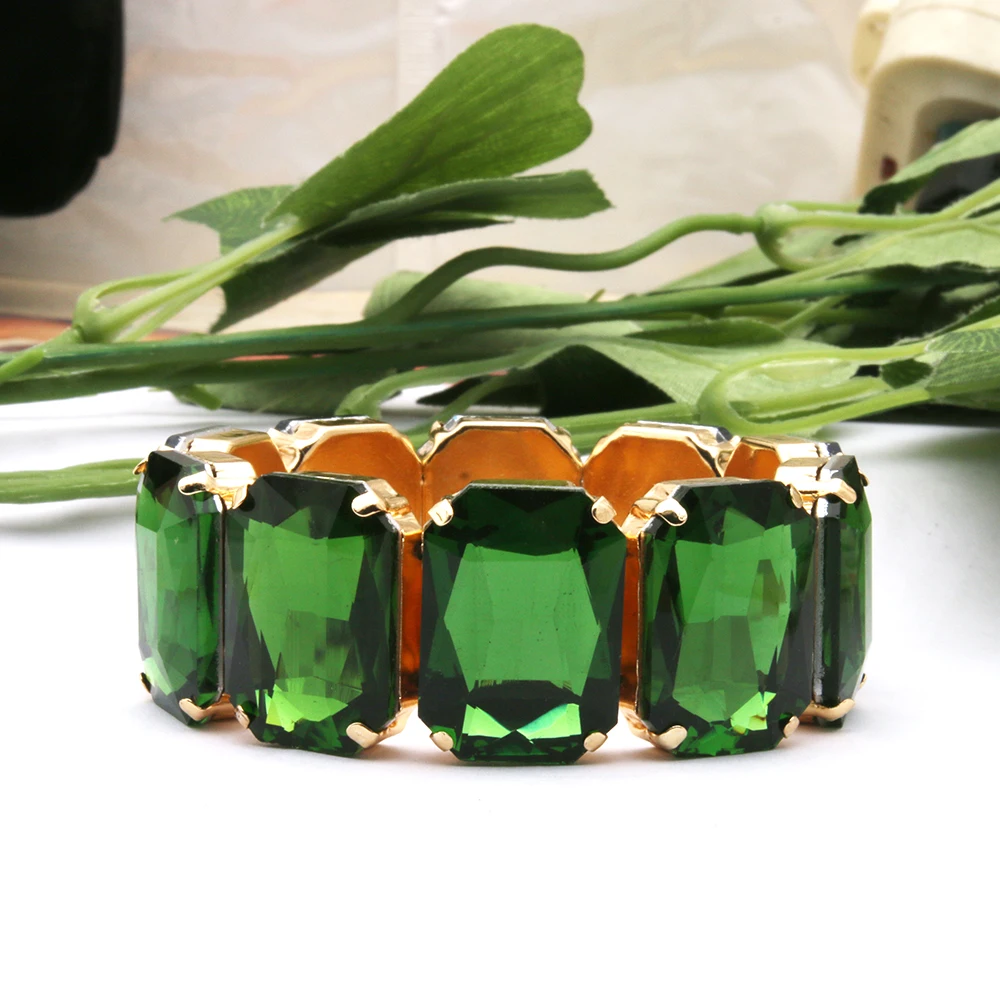 Christmas Bracelet For Women's Exaggerated Large Glass Geometric Square Beading Wedding Bride Jewelry 3