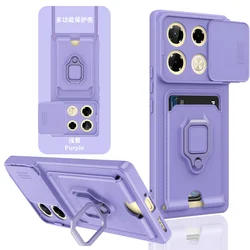 Premium TPU Soft Wallet Case with Magnet Holder Ring and Camera Protection for Infinix Note 30Pro4g (Purple (LB - dgn))