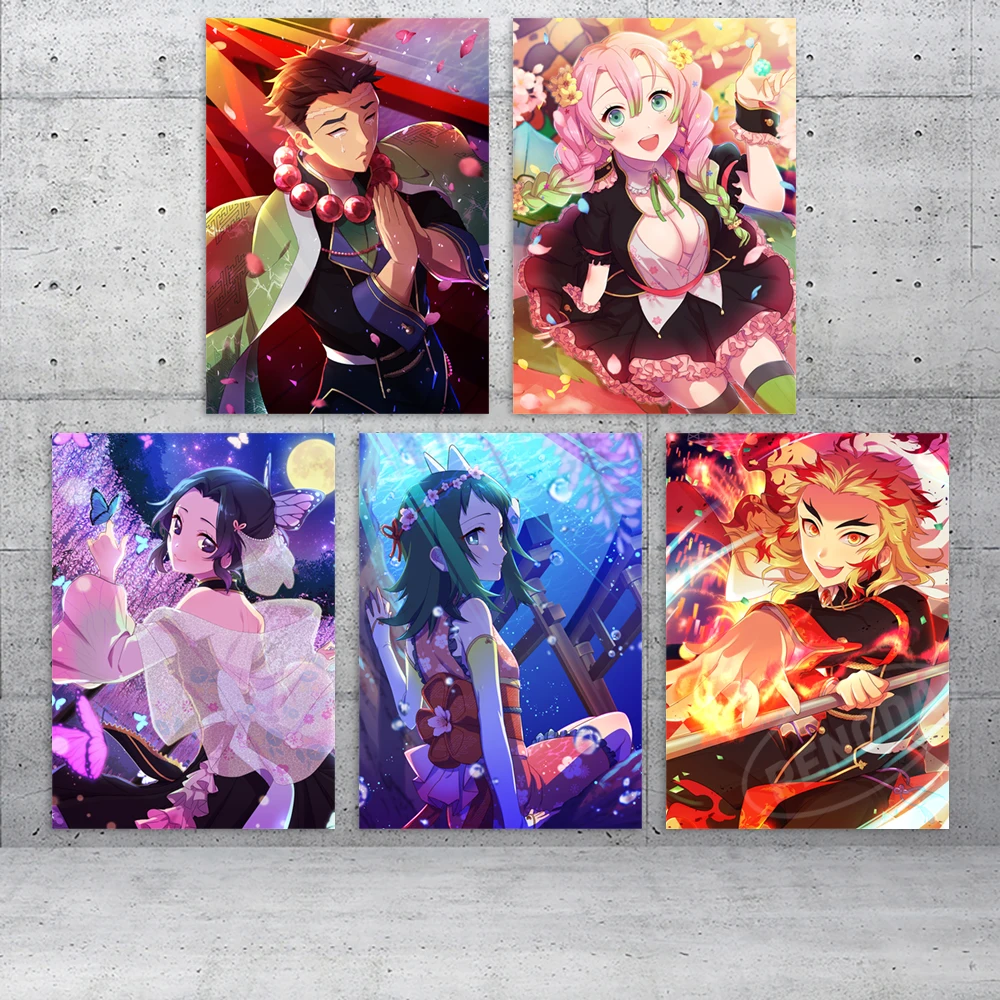 

Canvas Anime Pictures Demon Slayer Painting Rengoku Kyoujurou Home Decoration Kochou Shinobu Prints Poster Living Room Wall Art