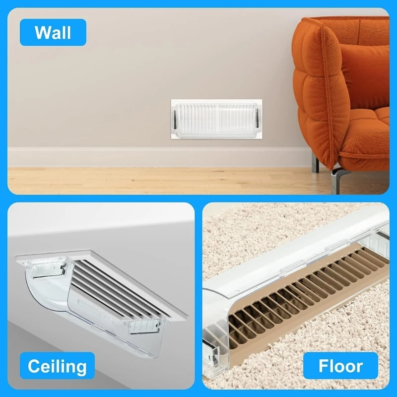 Air Vent Deflectors Adjustable Magnetic Heat & Vent Cover Heavy Duty Unbreakable Plastic with Magnet Secure Design 2pcs