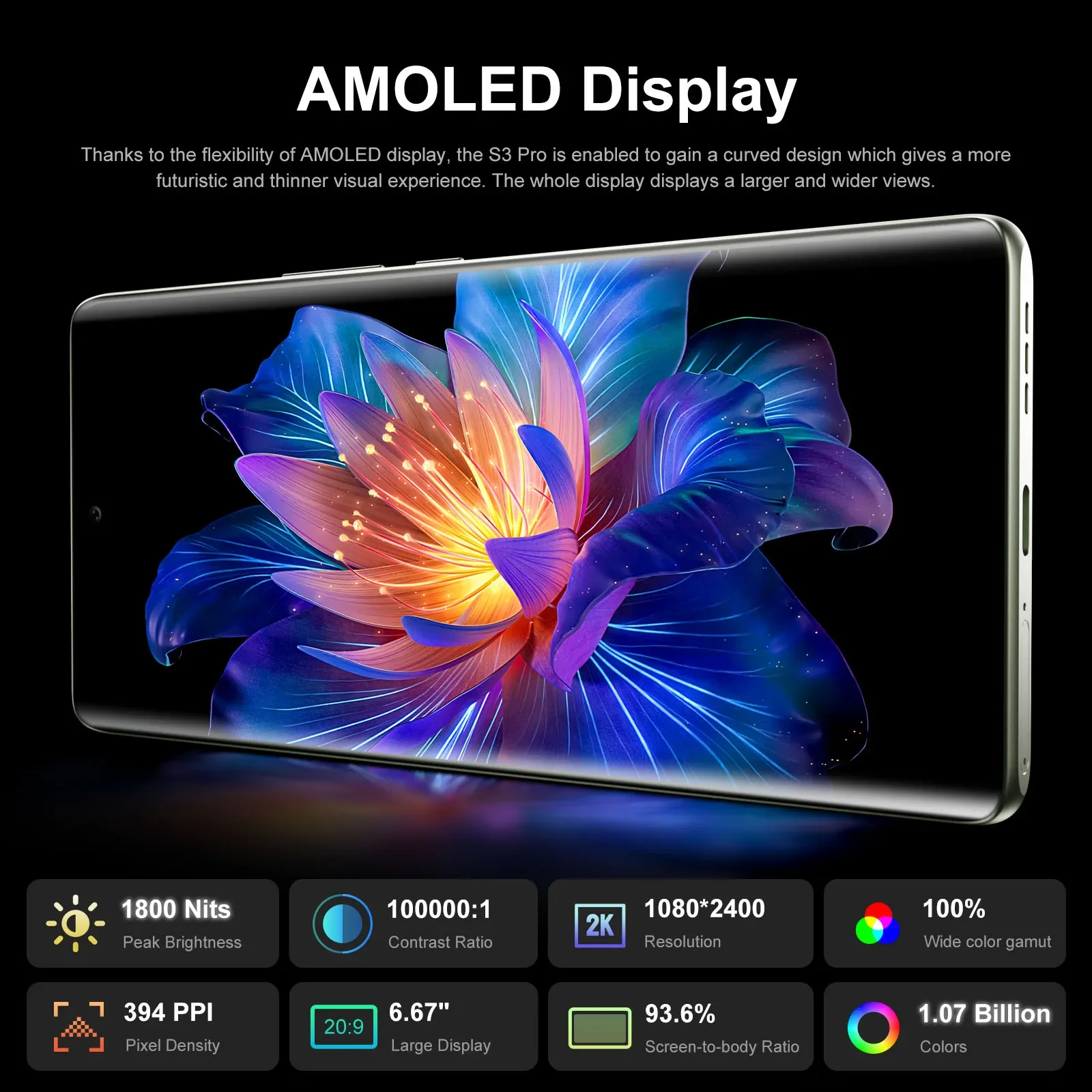 FOSSiBOT S3 PRO Smartphone 20GB +128GB 6.67" AMOLED Display Android 14  Mobile 8+64MP Camera NFC Cell Phone 2