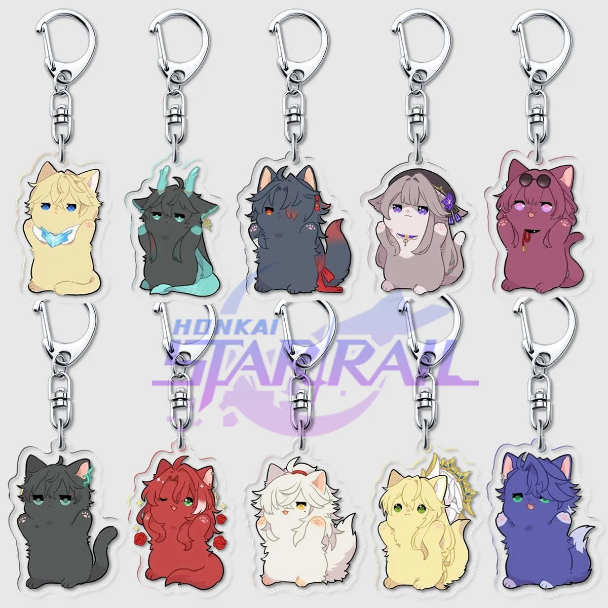 

New Honkai: Star Rail Cute Cat Keychain Blade Argenti Kafka Sampo Cartoon Pendant Keyring Anime Game Backpack Jewelry Gift