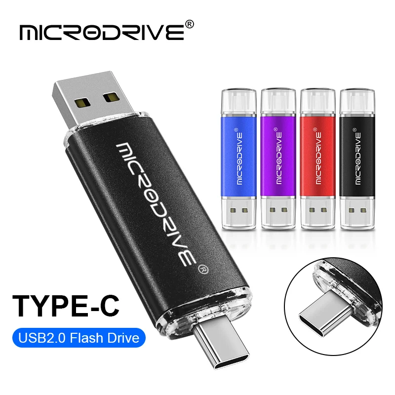 2 Pack 8GB USB Flash Drive 2-in-1 OTG Type C - Rotatable Dual Connector For Phones & Computers