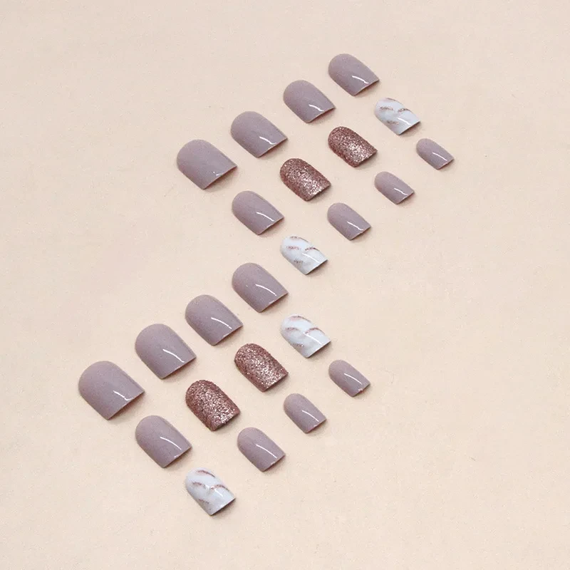 Short French Glossy Glitter Nails Image 4