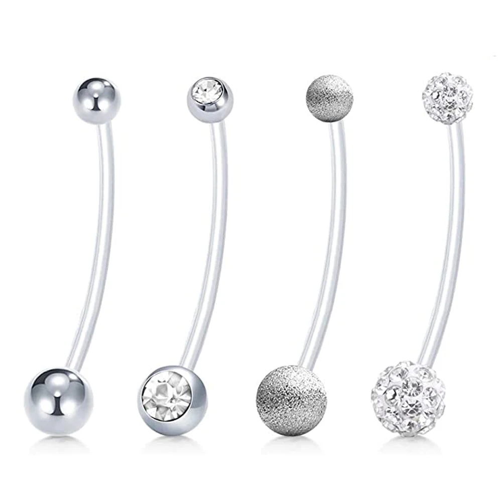 Pregnancy Belly Button Rings Long Bar 38mm Sport Maternity Flexible