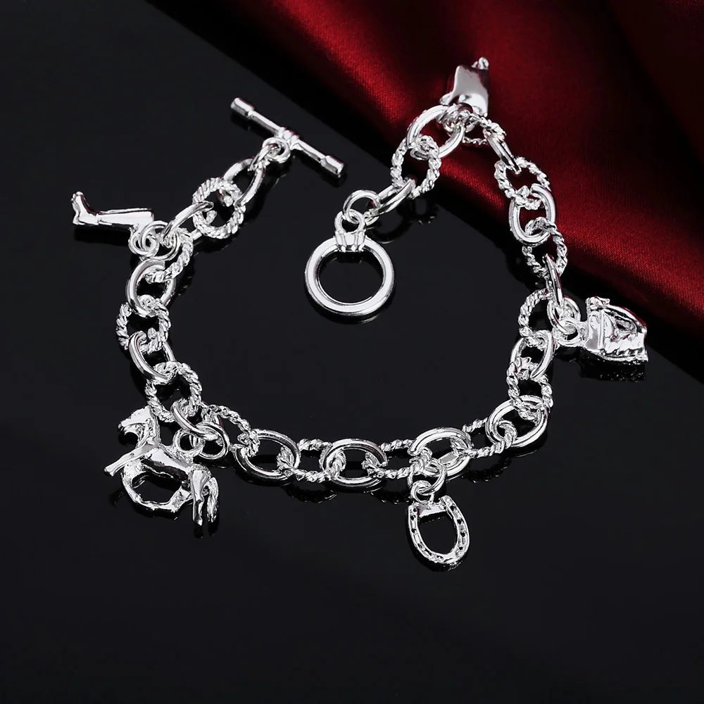 

Charms 925 Sterling silver Pretty horse Bracelet for woman man fine Wedding party Christmas Gifts fashion brands Jewelry