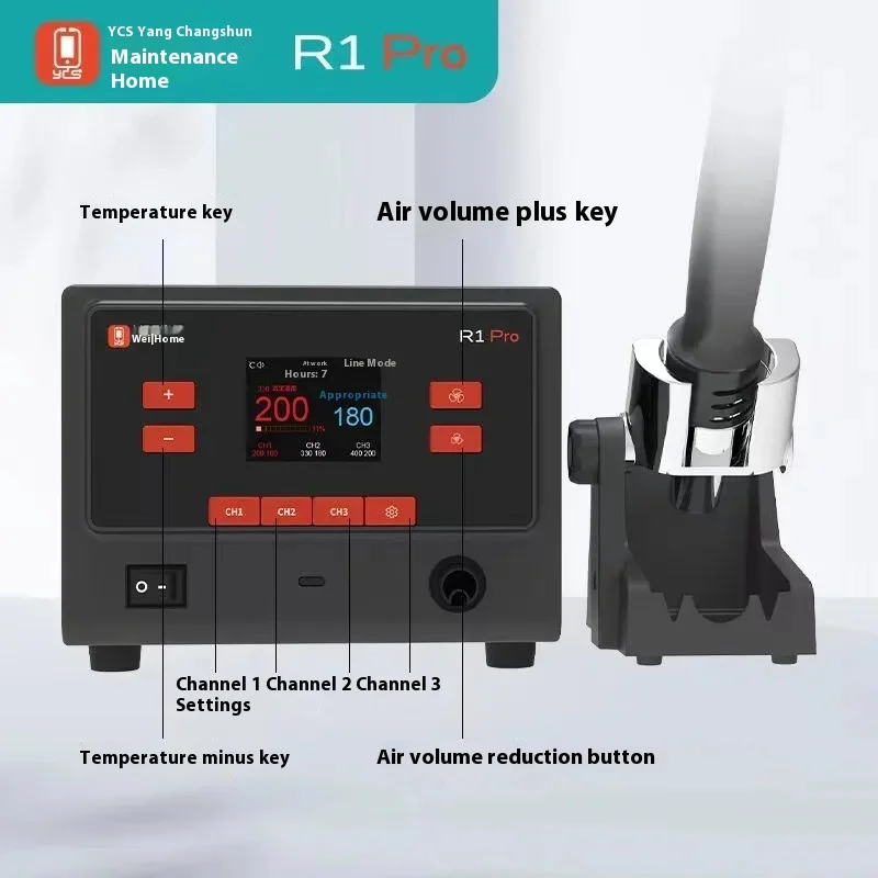 YCS R1 Pro Intelligent Soldering Station 1000W  Hot Air Gun with 4 Nozzles For Mobile Phones CPU IC BGA SMT Rework Station Tools 5