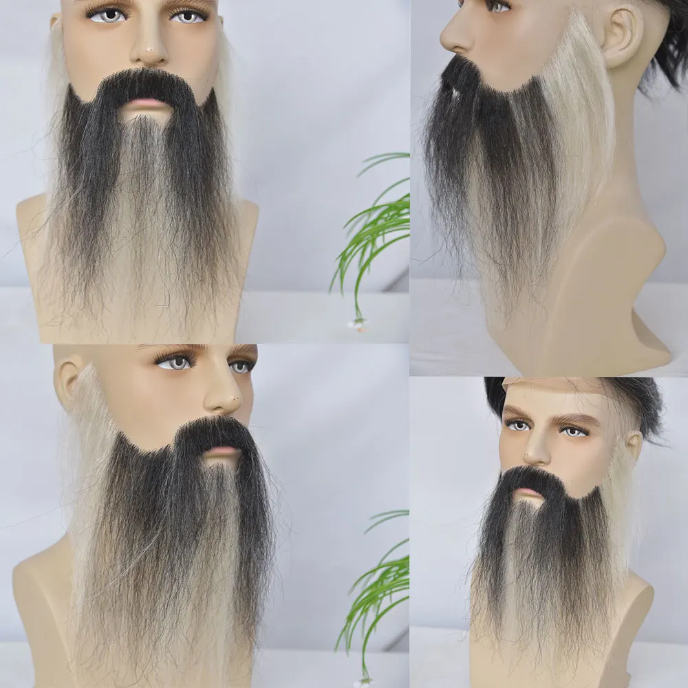 Fake Beard Human Hair Full Hand Tied Facial Hair False Beard Lace Invisible Face Mustache for Party Makeup Cosplay Costume Party 3