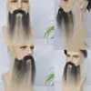 Fake Beard Human Hair Full Hand Tied Facial Hair False Beard Lace Invisible Face Mustache for Party Makeup Cosplay Costume Party 3