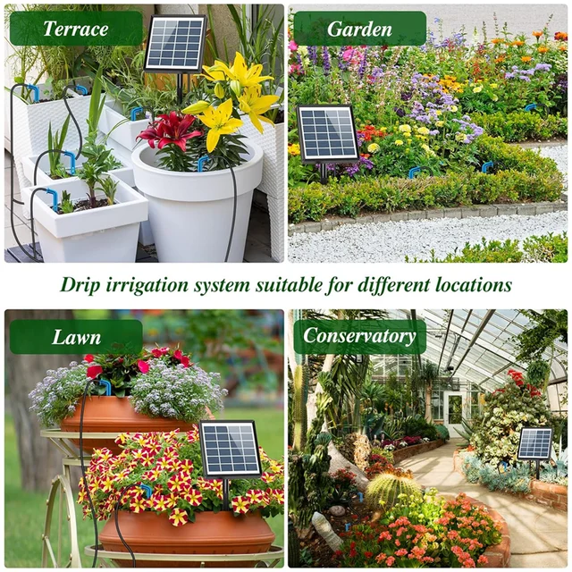 Système d'irrigation goutte-à-goutte automatique solaire, 2W, 12 modes d'irrigation, adapté aux balcons de jardin et aux plantes en pot 5