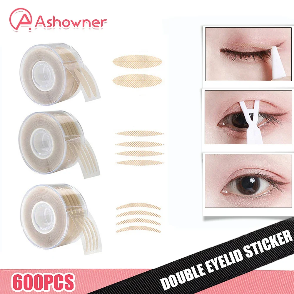 600 Stück unsichtbare doppelte Augenlid Aufkleber Spitze Eye Lift Streifen  transparente Gaze Mesh-Spitze Klebeband selbst klebende Aufkleber Eye Tape  Tool