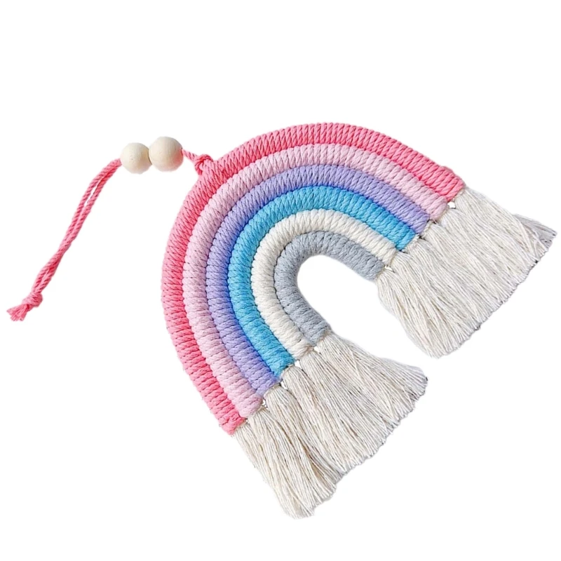 BeHandwovens Cotton Rope Rainbow Tassels Wall Car Pendants Rainbow Wall Hangings Holiday Decorations 5