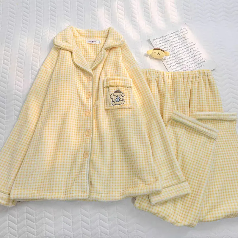 

Cartoon Sanrio Pajamas Pompompurin Accessories Cute Kawaii Anime Fall and Winter Padded Thickened Cardigan Toys for Girls Gift