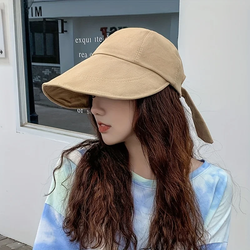 Women Sun Visor Hat Bow Adjustable Large Wide Brim Foldable Hats Summer UV Protection Beach , Suitable for Students, Women, Girl