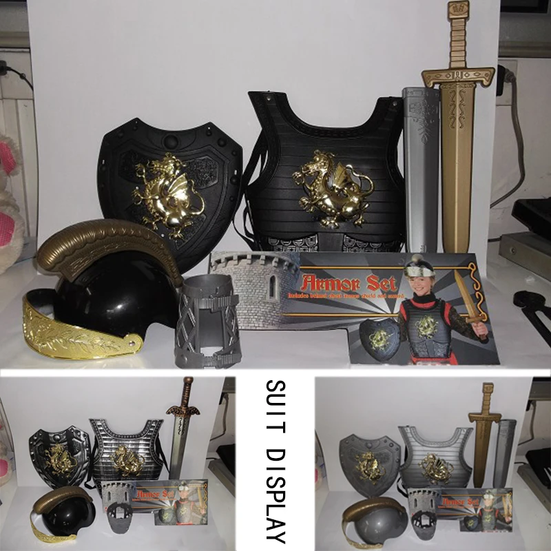Retro Roman Warrior Armor Set Children Wear Dragon Shield Weapon Toy Cosplay For The Dance Performance Outdoor Sports Toy Gift 6