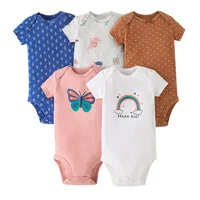 5 Pairs Newborn Baby Bodysuit Short Sleeve Infant Jumpsuit Short Sleeve Cotton Overalls Newborn Infant Jumpsuit  Kids Baby Roup