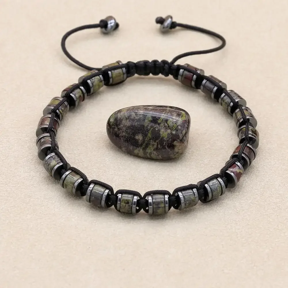 Men Bracelet Natural Stone Hematite Beads Braided Jewelry Gift
