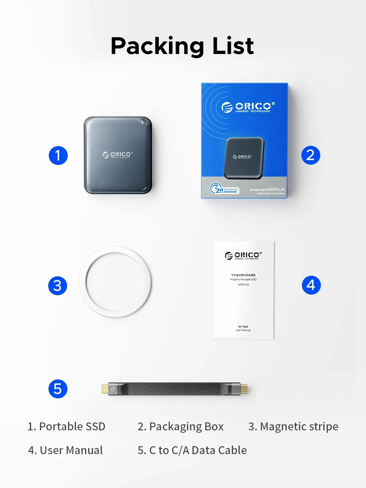 SSD Esterno Magnetico ORICO 1TB - Velocità 2000MB/s, Compatibile Con Smartphone E PC - Foto 2