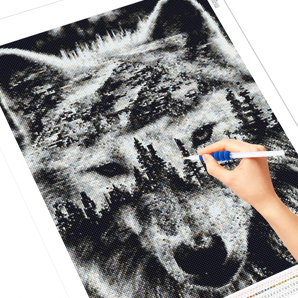 Diamond Painting Evershine Diamond Embroidery Wolf Black White Diamond Painting Home Decor